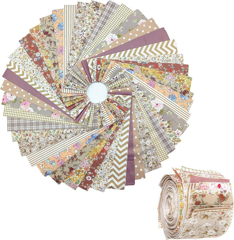 ADAIER 42Pcs Cotton Jelly Roll Fabric Strips - 2.5×19.6 Inch Pre-Cut Quilting Bundles for Sewing, Patchwork | DIY Cushions, Tablecloths, Home Decor (01) - Image 1